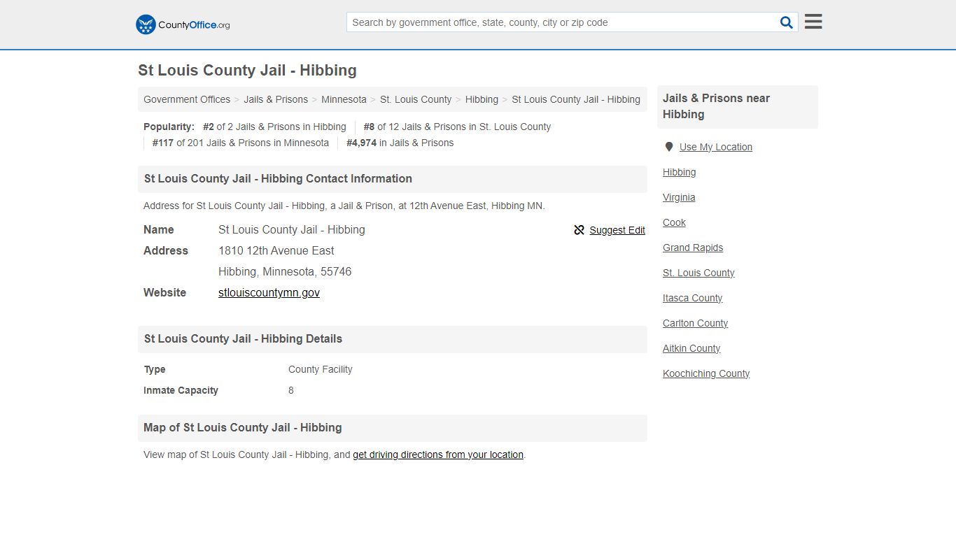 St Louis County Jail - Hibbing - Hibbing, MN (Address) - County Office